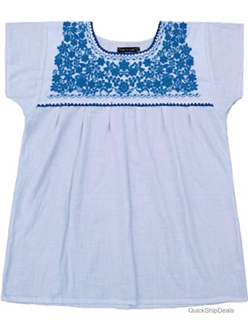 Embroidered Mexican Peasant Blouse Cotton Short Sleeve Summer Top